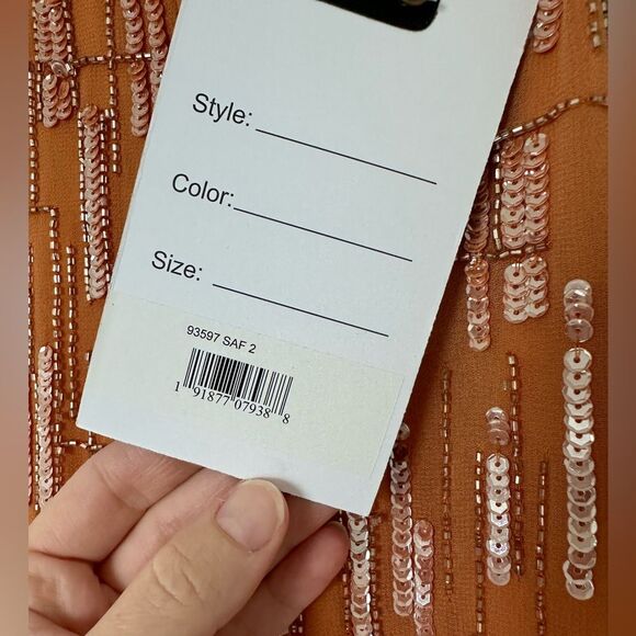 Mac Duggal | 70264 Abstract Beaded Sleeveless Midi Sheath Dress Size 2 NEW - Picture 9 of 12